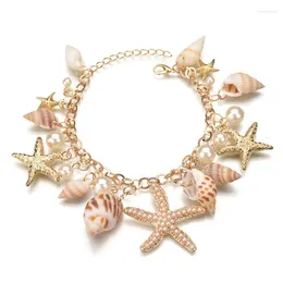 Bracelets à maillons 2024 Mode d'été Étoile de mer Conque Coquille Bracelet Bracelet Charme Multi-éléments Pour Femmes Fille Bijoux Cadeau De Plage