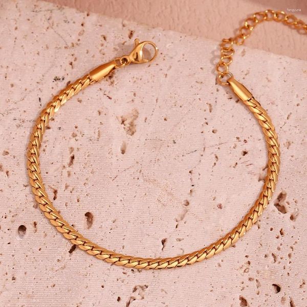 Bracelets de liaison 2024 Fashion imperméable 18K Gold plaqué 316l en acier inoxydable Chaîne cubaine Bracles de la main pour femmes pour femmes