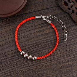 Bracelets de liaison 2024 ans Bracelet de corde rouge chanceux Style chinois 4 perles rondes Chaîne de main tressée
