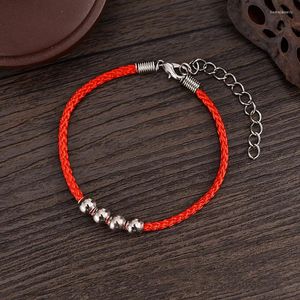 Link armbanden 2024 jaar Lucky Red Rope armband Chinese stijl 4 ronde kralen gevlochten handketen vrouwen mode sieraden kerstcadeaus