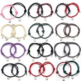 Link Armbänder 2PCS Legierung Paar Magnetische Anziehung Ball Kreative Armband Edelstahl Freundschaft Seil Männer Und Frauen Schmuck Geschenk