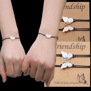 Bracelets de liaison 2pcs Bracelet tissé papillon pour amitié couples sœur femmes