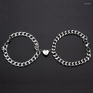 Bracelets à maillons 2 pièces/ensemble aimant de couple assorti amant coeur chaîne magnétique unisexe bracelet d'amitié Tanabata cadeaux de la Saint-Valentin