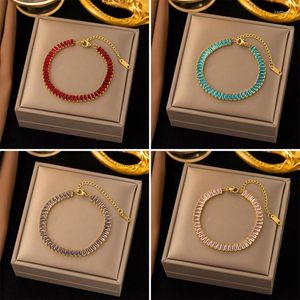 Bracelets à maillons Bracelet à breloques en acier inoxydable 316L pour femmes arbre de vie Zircon antirouille poignet bijoux cadeau fête