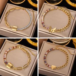 Lien Bracelets En Acier Inoxydable 316L Or Couleur Mode Grossier Chaîne Bracelet Bracelet Pour Femmes Exquis Poignet Bijoux Cadeau