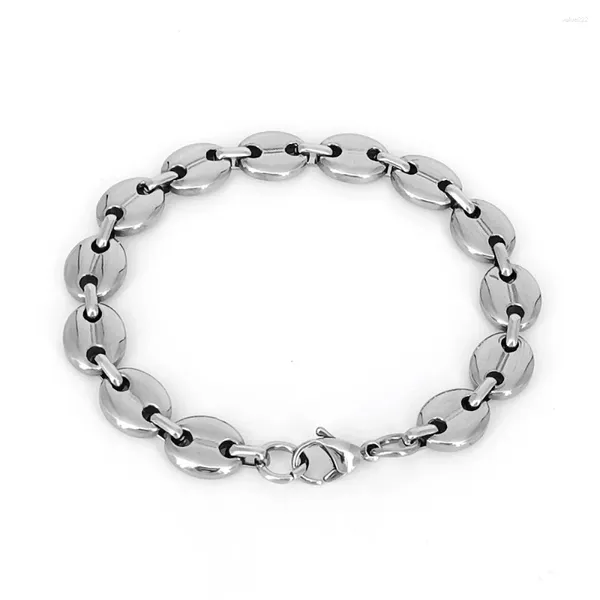 Bracelets à maillons en acier inoxydable 316l, bijoux à breloques, chaîne en grains de café de 11mm, accessoires de mode pour femmes et hommes