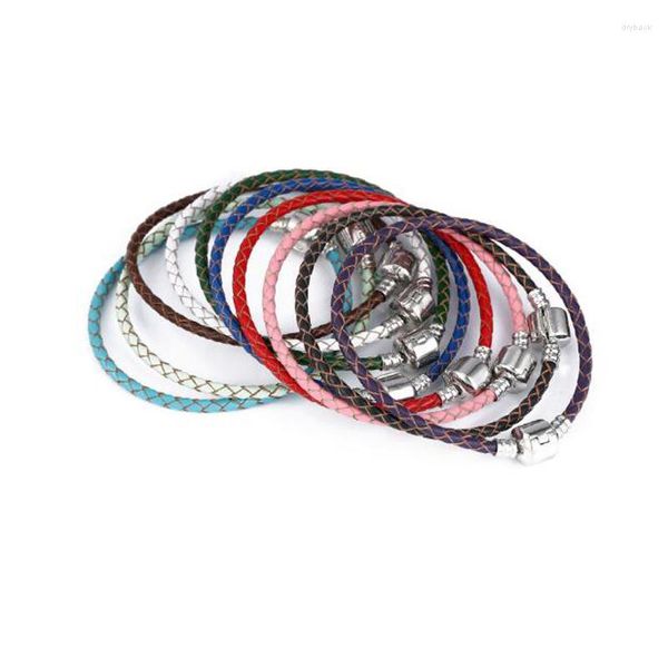 Bracelets à maillons 3MM en cuir véritable 2023 Fit Original Bracelet à breloques Pulsera couleur Bracelet chaîne de base femmes bijoux