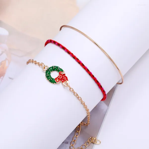 Bracelets de liaison 3pcs / ensemble Créativité Christmas Multi-couche superposition Santa Claus Couronne Bracelet Sleigh Bracelet Bijoux Accessoires