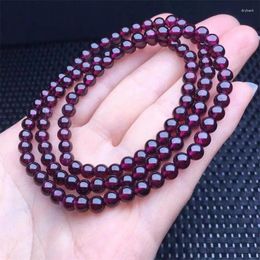 Link Armbanden 4,6 mm Natural Garnet Triple Circle Bracelet Healing Fashion Reiki Crystal Fengshui Jewelry Birthday Cadeau 1 stcs