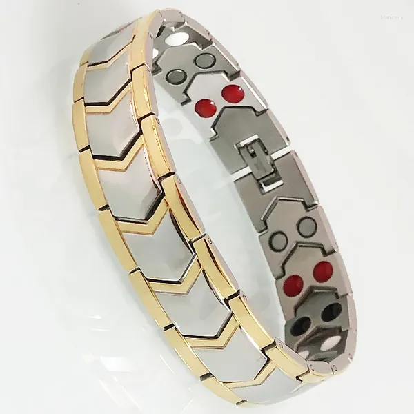 Bracelets à maillons 4 en 1 thérapie de soins de santé bracelet magnétique couleur or forme de flèche en acier inoxydable bracelet de charme pour hommes en gros goutte