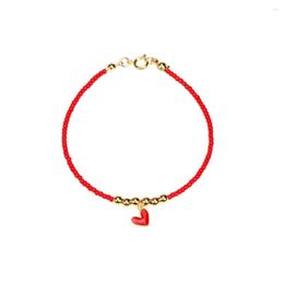 Link Armbanden 4 mm Gold vergulde koperen kralen Mode Glas Zaad Bracelet Hars Harthanger voor geliefden paar Bangle vriendschap sieraden