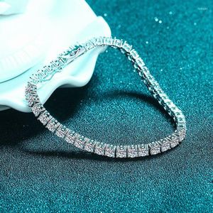 Lien Bracelets 4mm Moissanite Tennis Bracelet Collier Pour Femmes 925 En Argent Sterling D VVS1 Lab Diamant Pierres Précieuses Bijoux