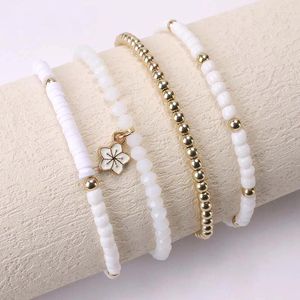 Link Armbanden 4 stcs/set schattige kersenhanger parelarmband voor vrouwelijke meisjes verstelbare handgemaakte mode diy sieraden accessoires geschenken