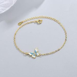 Link armbanden 5 stks/ aankomst blauwe vlinder voor vrouwen temperament goud vergulde bedelarmband vriendschap eenvoudige sieraden geschenken