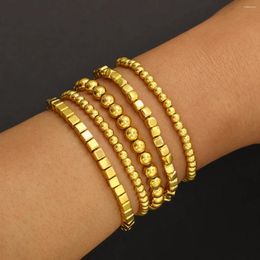 Bracelets de liaison 5pcs boho mode élégant pour les femmes vintage géométrique gold couleur perles élastiques chaîne de bijoux de luxe cadeaux 2024