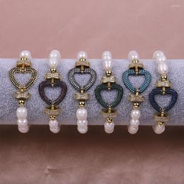 Lien Bracelets 5 Pcs À La Main Diy Perle D'eau Douce Coeur Étoile À Cinq Branches Zircon Connecteur Trouver Faire Bracelet Élastique Baroque