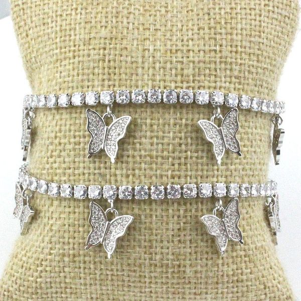 Lien Bracelets 5 pcs/lot papillon forme Cz bracelet à breloques clair cubique Zircon Micro pavé pendentif Design bijoux en gros