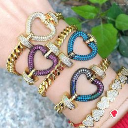 Link armbanden 5 stks Multicolor Micro Pave Charm Blacelet Fashion Clasp Lip Heart Star Connector Luxe