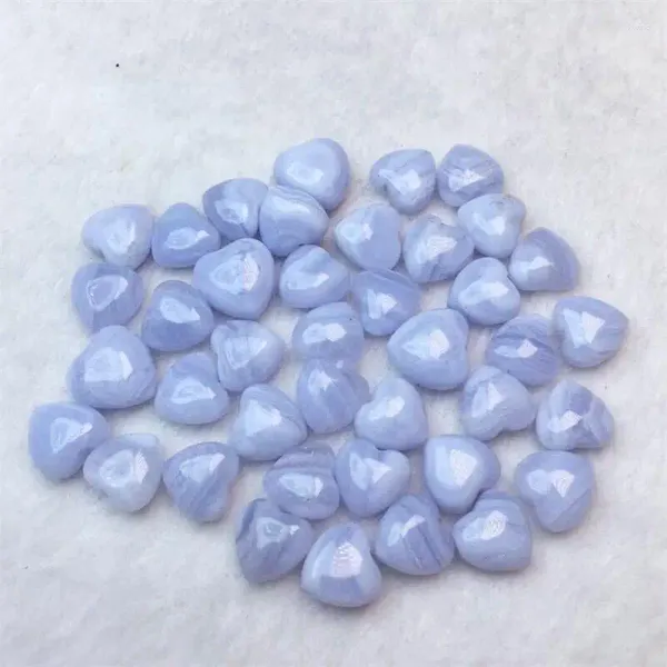 Bracelets de liaison 5pcs Blue Lace Lace Agate Heart Crystal Quartz Carvings Mineral Healing Gemstone Home Room Decor For DIY Pendant 9-12 mm