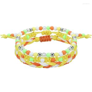 Link armbanden 5 stks/geweven katoen vriendschap Bracelet waterdichte wasdraad weven touw kleurrijke kralen set dames instelbaar