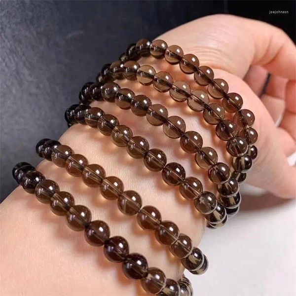 Bracelets de liaison 6,5 mm Natural Smoky Quartz Triple Circle Bracelet Reiki Healing FengshiI Stone Fashion Fome Fomen Man Jewelry Holiday Gift