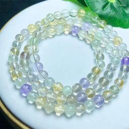 Bracelets de liaison 6 mm Natural Five Crystal Quartz Triple Circle Bracelet Reiki Healing Stone Fashion Bijoux Gift Gift for Women pour femmes