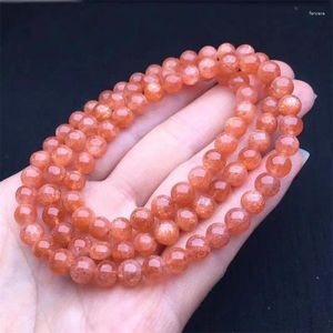 Bracelets de liaison 6 mm Naturel Golden Sunstone Triple Circle Bracelet Bracelet Femmes Guérison Gérone Crystal Strand Bijoux 1PCS