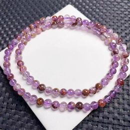 Bracelets de liaison 6 mm Natural Purple Garden Quartz Triple Circle Bracelet Crystal Reiki Heury Stone Fashion Bijoux Gift Gift for Women pour femmes