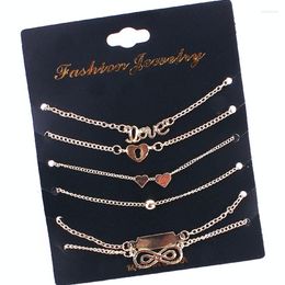 Bracelets à maillons 6 pièces/ensemble mode Vintage Infinity 8 pour femmes coeur couleur or Bracelet ensemble alliage Bijoux Bijoux cadeau en gros