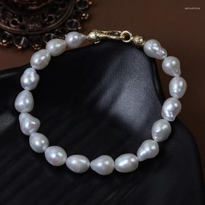 Lien Bracelets 7-8mm Irrégulier Véritable Perle Baroque Bracelet Pour Femmes Filles Bijoux Élégant Naturel D'eau Douce De Luxe Minimaliste