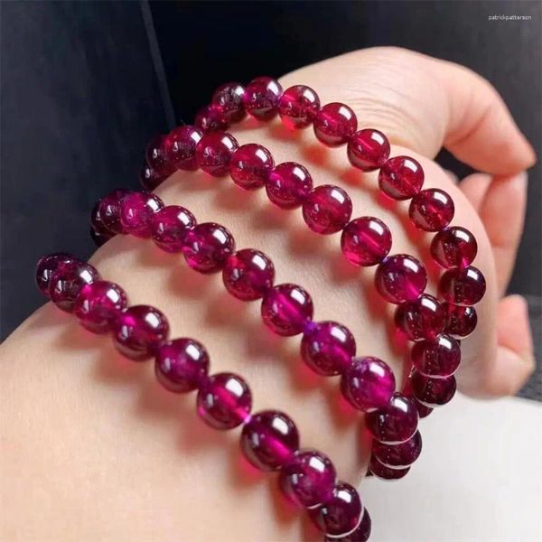 Bracelets à maillons en grenat violet naturel pour femmes, 7.8MM, beau cristal coloré, énergie de guérison, bijoux à la mode, 1 pièces