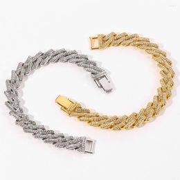 Bracelets à maillons 8.5 pouces Hip Hop rappeur Bling glacé Bracelet hommes femmes zircone cubaine Miami Homme pour hommes bijoux de rue