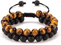 Lien Bracelets 8mm Roches De Lave Pur Tissé À La Main Réglable Pour Hommes Femmes Cadeaux Bijoux Cristaux De Guérison Bracelet Yoga Méditation Relax Anxiété