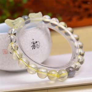 Linkarmbanden 8 mm Natuurlijke citrien kralenvleugel Canving Bracelet Fashion Crystal Quartz Gemstone sieraden Reiki Healing Gift voor vrouwen 1 stks