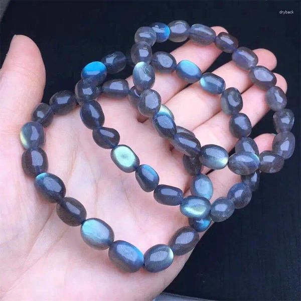 Bracelets de liaison 8 mm Natural Free Free Grey Moon Stone Bracelet Reiki Gemstone Fashion Bijoux Fengshii Femmes guérison Lucky Energy Gift 1pcs