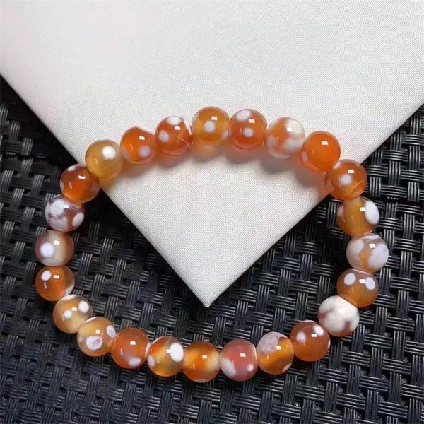 Bracelets de liaison 8 mm Natural Milky Yanyuan Agate Bracelet Fashion Crystal Quartz Bijoux de pierres précieuses Reiki Guérison cadeau pour les femmes 1pcs