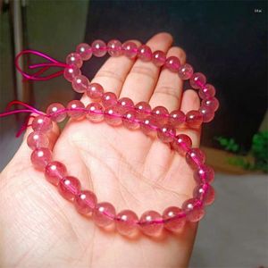 Pulseras de eslabones de 8 mm, pulsera de cuarzo de fresa natural, dijes hechos a mano, brazalete de energía de la fortuna, regalo de joyería Mineral para mujer, 1 Uds.