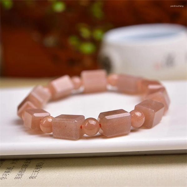 Bracelets de liaison Bracelet de cube Sunstone Natural Natural Bracelet Fortune Fortune Energy Gemstone Mineral Woman Femme Amulet Bijoux Cadeau