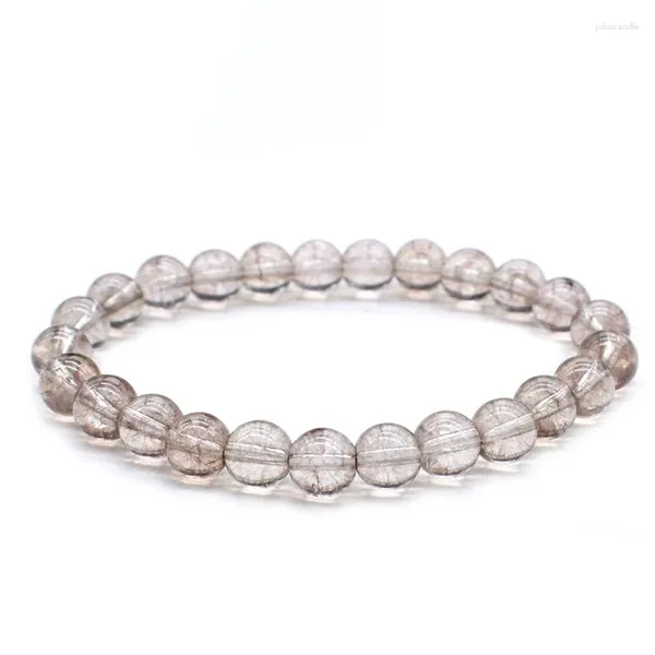 Pulseras de eslabones 8 mm transparente gris blanco nieve cristal agrietado pulsera de piedra natural mujeres hombres yoga india buda poder joyería regalo