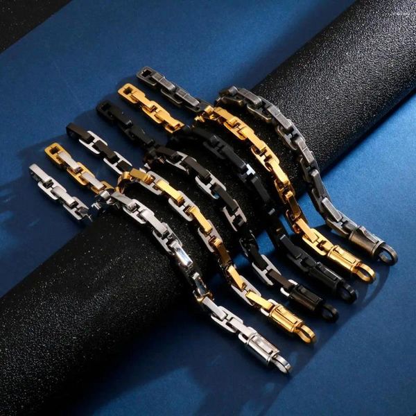 Bracelets à maillons de 8MM de largeur, Style tendance, couleur or, boîte byzantine, chaîne, collier pour hommes, bijoux Vintage en acier inoxydable