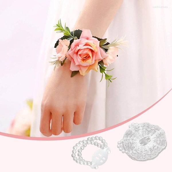 Lien Bracelets 8 pcs Élastique Perle Poignet Corsage Bandes DIY Bracelets De Mariage Bracelet Accessoires Pour La Mariée Fleur Beach Party