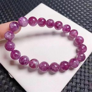 Bracelets de liaison 9,5 mm Natural Purple Emerald Quartz Bracelet Gemstone Round Perle Crystal Healing Fengshi Bijoux Gift 1PCS