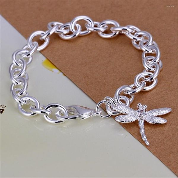 Link-Armbänder 925 Weihnachtsgeschenk Verkauf Silberfarbe für Frauen Schöne Libelle eingelegter Kristall Hochwertiger Modeschmuck H282