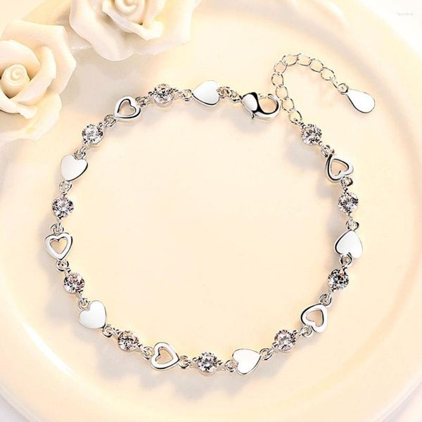 Bracelets de liaison 925 Silver Plating Small Heart Fresh Star For Women Personalité Bracelet Round Bracelet Mode coréenne