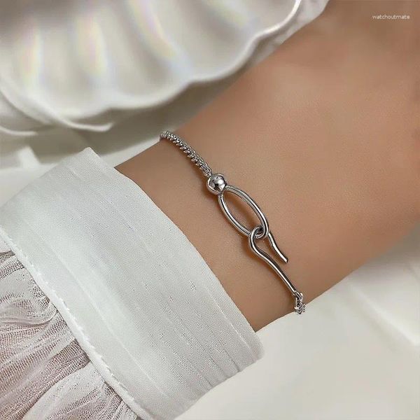 Bracelets à maillons couleur argent 925 pour femmes et filles, cadeau porte-bonheur, mode coréenne, bijoux porte-bonheur, vente en gros