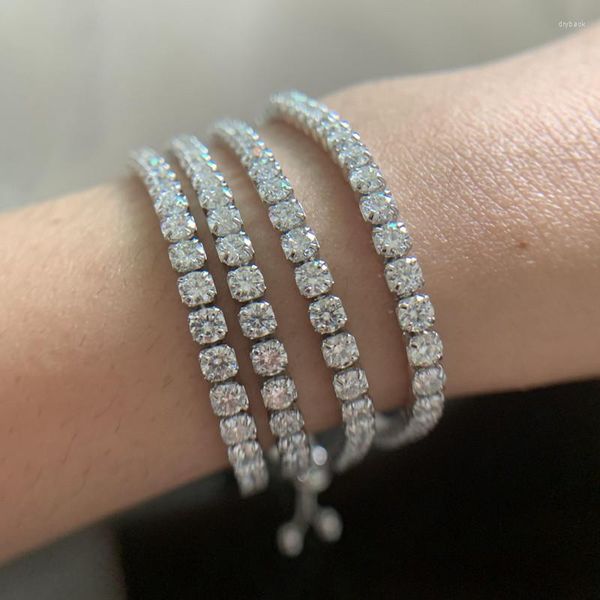 Bracelets à maillons en argent Sterling 925 3EX rond 3MM 4MM 5MM VVS1 D couleur cristal Tennis charme pour femmes hommes cadeaux goutte