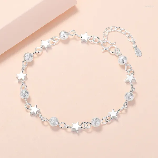 Pulseras de eslabones 925 Aguja de plata esterlina Pulsera de declaración de estrella de moda para mujeres Niñas Regalo de aniversario Joyería de moda al por mayor