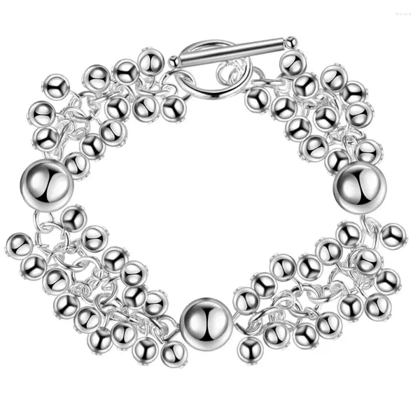 Pulseras de eslabones de plata de ley 925, dijes chapados en plata para mujer, regalos de Navidad, joyería clásica de moda para mujer, uvas ligeras AH039