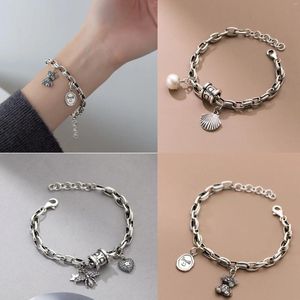 Link Armbanden 925 Sterling Zilver Marcasiet Parel Schelp Ronde Armband Retro Stijl Doen Oude Persoonlijkheid Polsbandje Klassieke Punk Zware Mannelijke