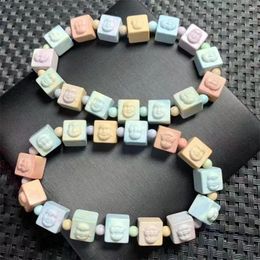 Bracelets de liaison 9 mm Natural Colorful Agate Bouddha Head Cube Bracelet Reiki Healing FengshiI Stone Fashion Fome Fomen Man Bijoux Gift Holiday